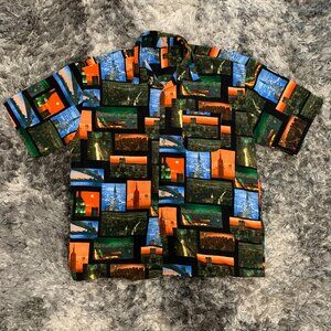 LA Gate Sports Wear Shirt Mens XXL, LA City all around Print Short Sleeve Button